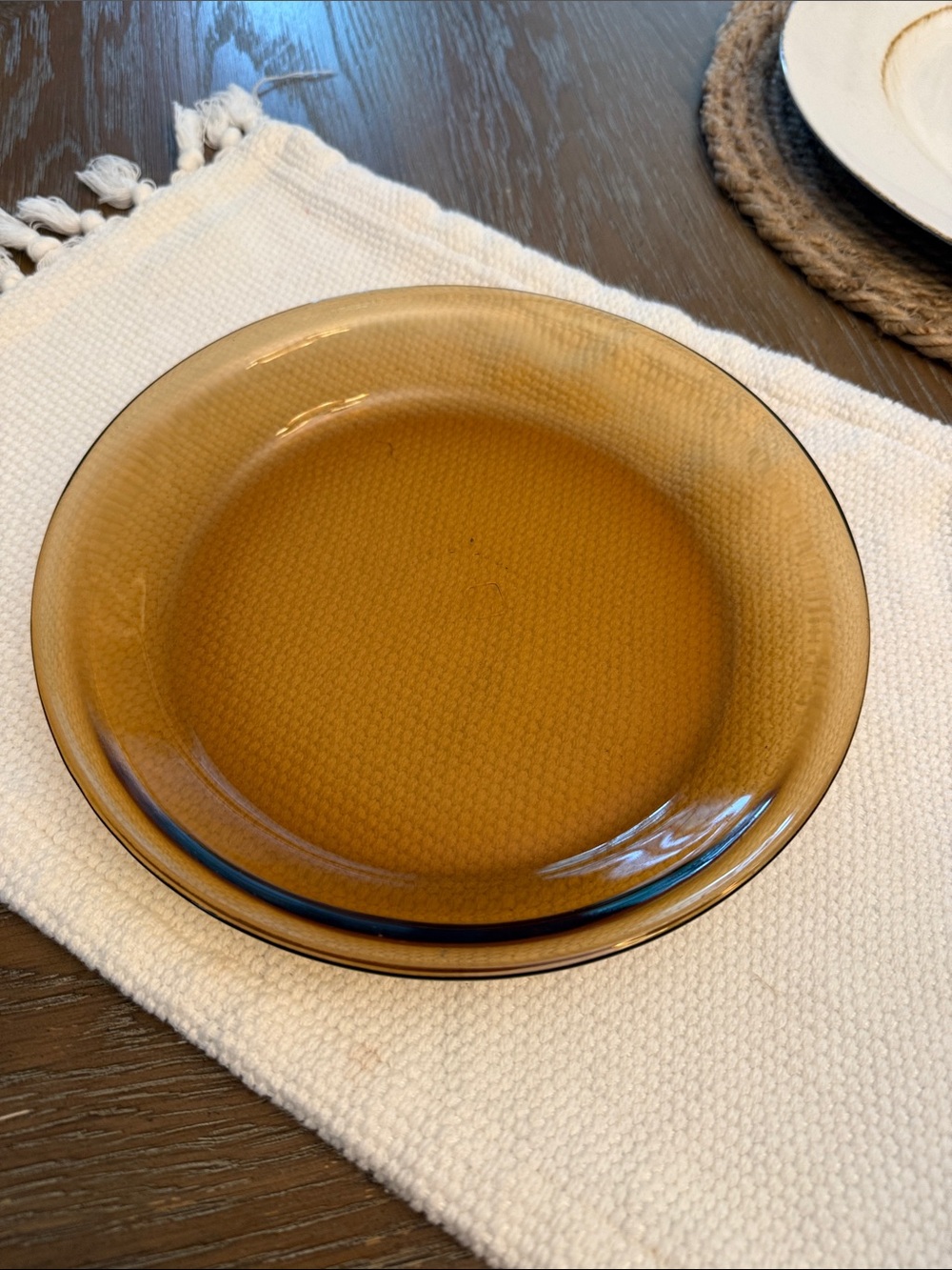 Vintage Anchor Amber Glass Dinner Plate - Warm Amber Home Dining Plate 460